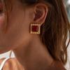 New 7 Colors Luxury Gold Plated Stainless Steel Stud Earrings for Women Vintage Acrylic Resin Square Earrings Boho Jewelry