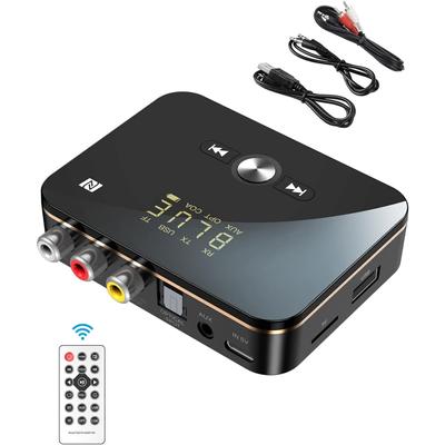 TV Dizüstü Stereo Sistemi Kulaklık Hoparlörü için 2'si 1 Arada Bluetooth Verici Alıcı, RCA/AUX Kablosu, AptX HD ve AptX LL, 10 Saat Oynatma Süresi