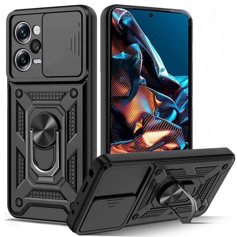 

Чехол для Xiaomi Poco X5 Pro, текстурированные слайд-защитные чехлы для объектива камеры, чехлы для телефонов для Poco X5Pro PocoX5 Pro Poko X 5, противоударное броневое кольцо, подставка для ПК, чехол