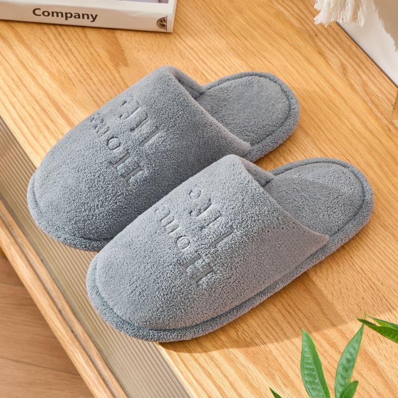 Non-slip Silent Cotton Slippers Men's Autumn and Winter Indoor Home Couple Soft Bottom Comfortable Velvet Warm Four-season Cotton Drag Women