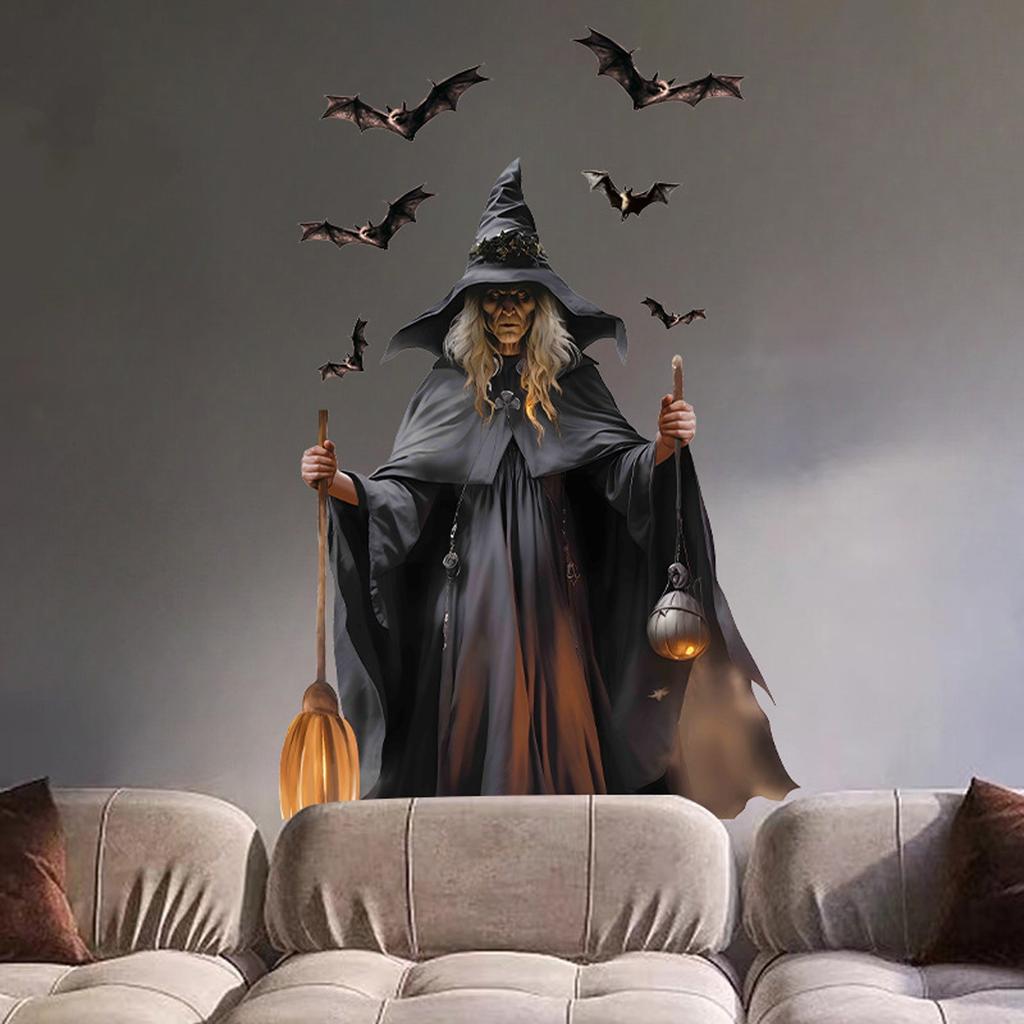 Halloween, Witch Window Sticker, Giant Horror, Silhouette Window Sticker, Party Decoration