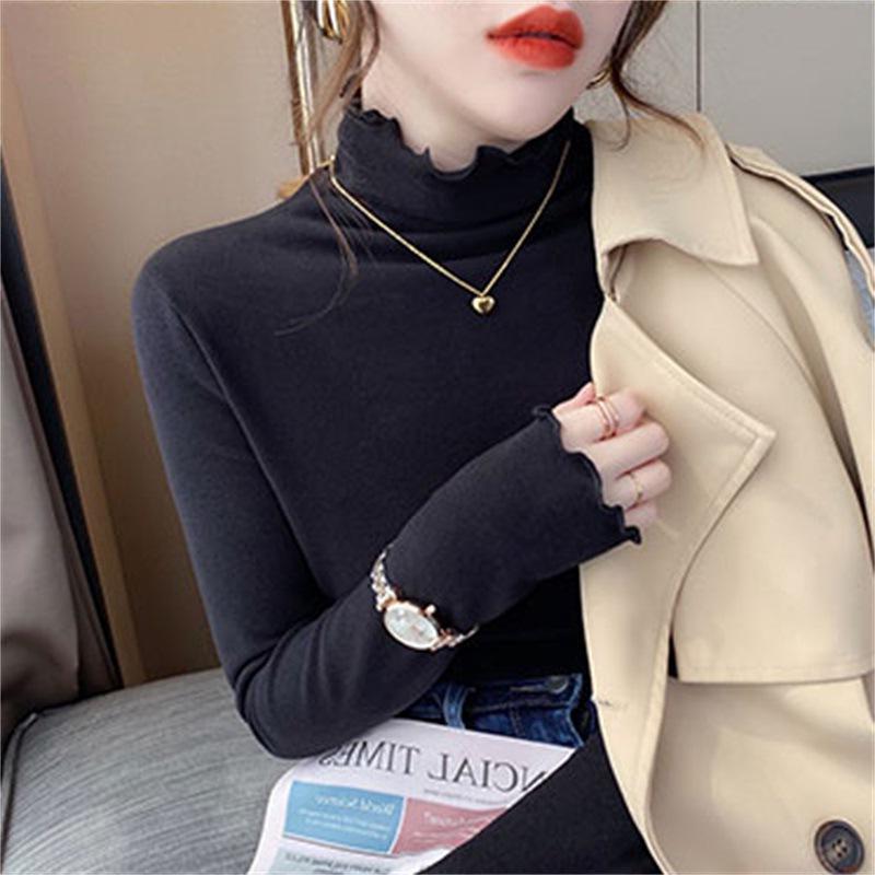 

Женская двухсторонняя флисовая футболка с высоким воротом: Универсальный, Теплый Повседневный Верх XL чёрный