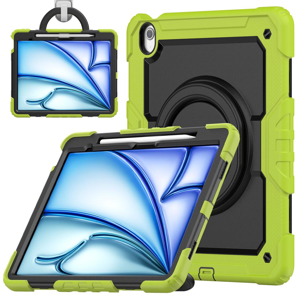 For iPad Air 13 (2025)/(2024) Case PC+Silicone Tablet Cover with Kickstand,Strap