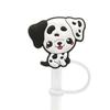 5PCS Cartoon Dog Silicone Straw Plug 10mm Straw Tips Cover Drinking Straw Dust Cap  Party Supplies