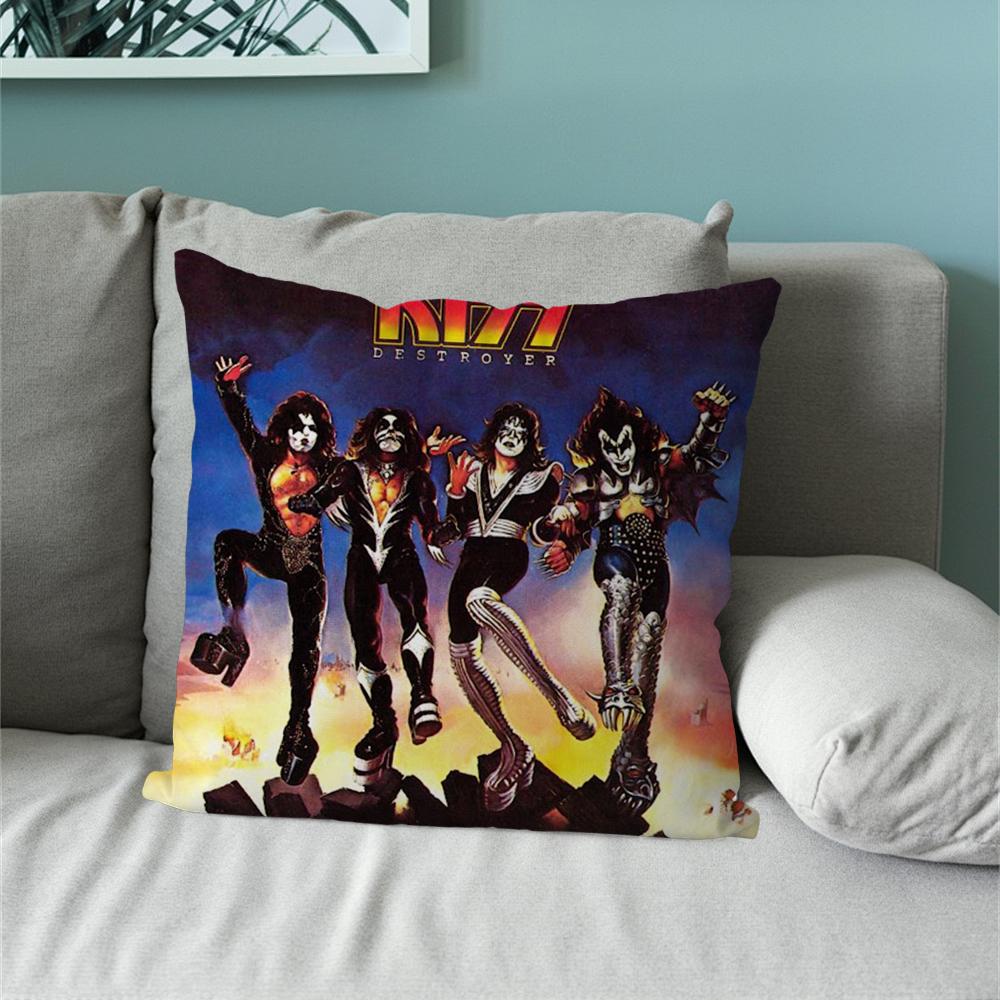 Rock Kiss Band Music Pillow Case Sofa Living Room Bedroom Headboard Backrest Cushion Square Cushion Nap Time