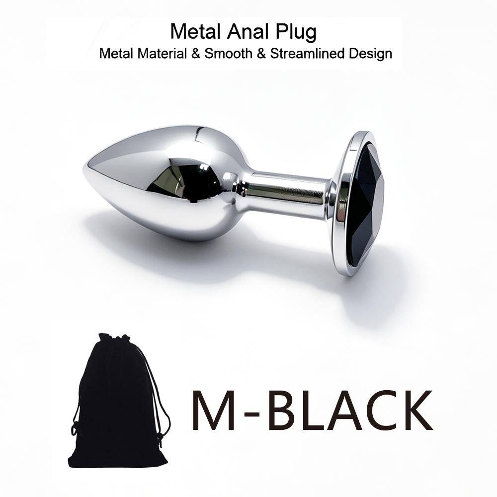 5 Size Black Butt Plug Metal Anal Plug Jewelry Base Beginner To Expert G-point Massage Dildos Adult Women Toys Adult Sex Toys