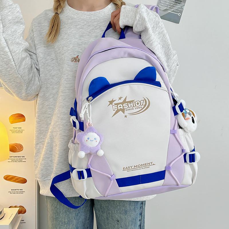 

New Fashion and Cute Korean Version of Large Capacity Schoolbags for Junior and Senior High School Students Trendy Simple and Versatile Backpacks Without pendant