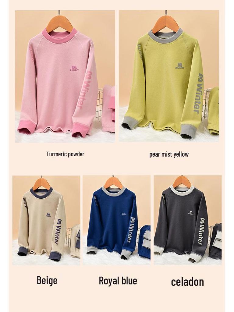 2025 Kids' Warm Double-Sided Brushed Autumn/Winter Pajama Set for Boys & Girls