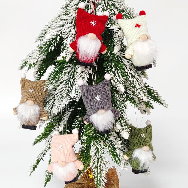 Crochet Faceless Doll Ornament with Double Pom Pom Hat - Cute Christmas Decoration Figurine