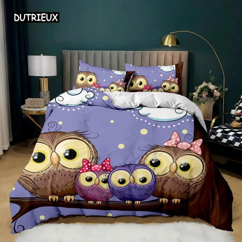 Comforter Owl Cute Owl And Stars Decor Comforter Outer Space Kids Cute Animal Polyester Qulit