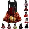 Women's Fashion Square Neck Casual Slim Christmas Printed Long Sleeve Dresses