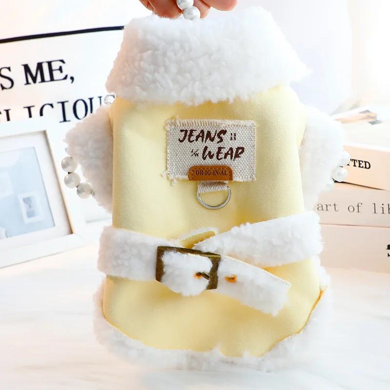 

Imitation Suede Dog Coat Jacket Winter Pet Clothes Cat Puppy Yorkie Pomeranian Bichon Poodle Schnauzer Dog Clothing Costumes XS（old） жовтий