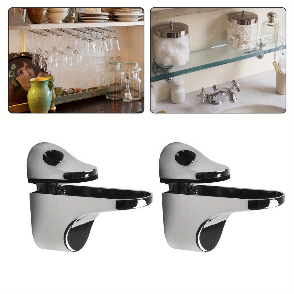 2Pcs Glass Clamp Adjustable Shelf Clamp Glass Shelf Support Plate Holder Bracket Flat Back for Partition Board Desk.