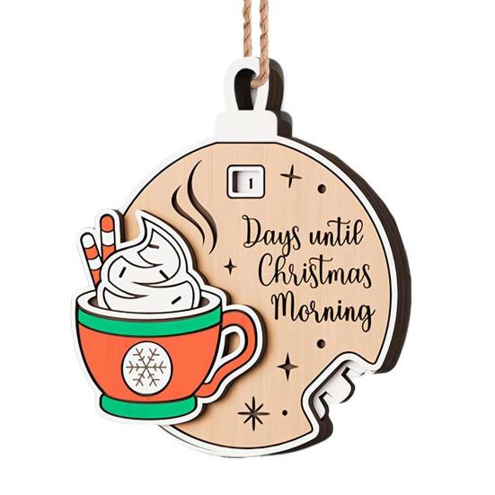 Xmas Countdown Sign Wooden Days Until Christmas Ornament Rustic Hanging Advent Calendar for Mantel Christmas Tree Decoration