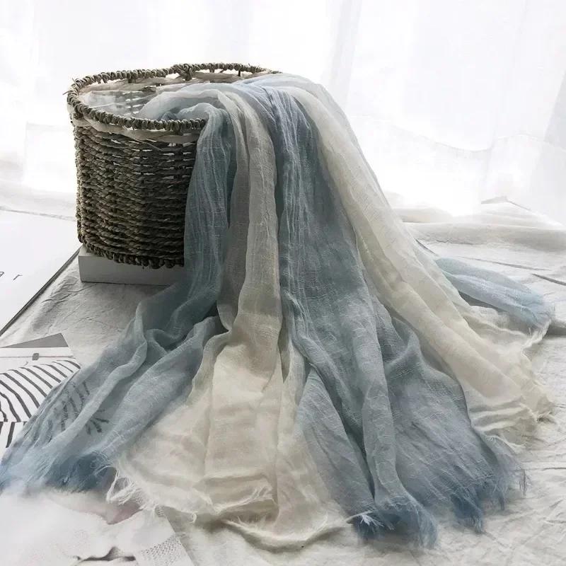 Thin Scarf Shawl  Cotton And Linen Women'S Solid Color Sunscreen Muslim Headband Israel Saudi Arabia Japanese South Korea