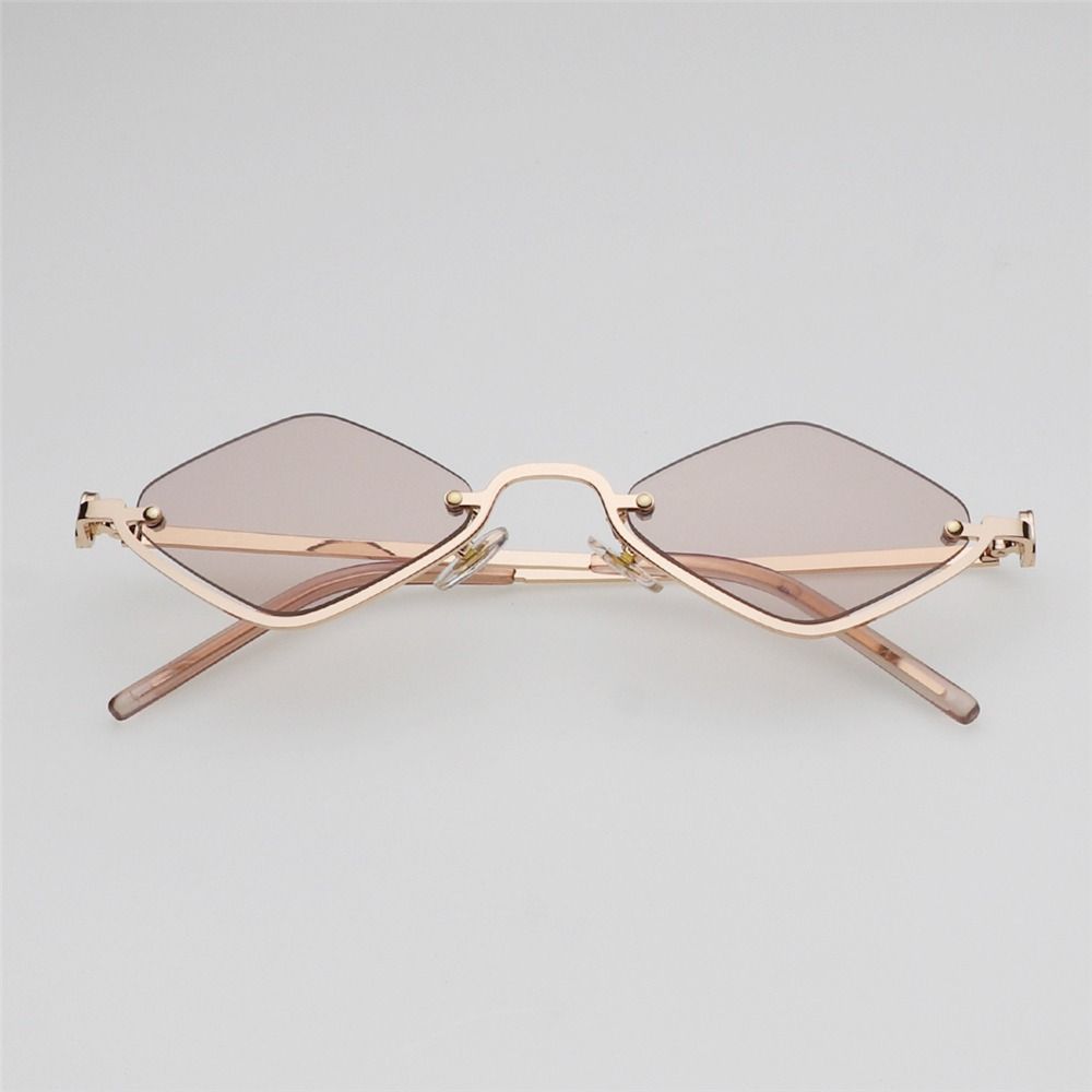 Cool Diamond-Shaped Women's Sunglasses Small Hip Hop Half Frame Sun Glasses Metal Narrow Eyewear for Women Men