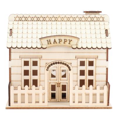 Hölzerne Villa Haus Sparschwein Spardose mit LED-Licht Heimdekoration Kinder Geschenk