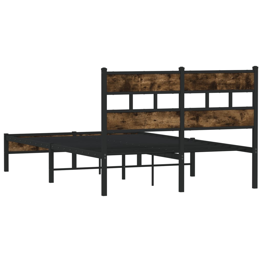 Bed Frame without Mattress with Headboard Smoked Oak Finish 120x190 cm