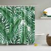 Watercolor Tropical Leaves Shower Curtain Waterproof Mildew Resistant Polyester Fabric With 12 Hooks Easy Installation For Bathr