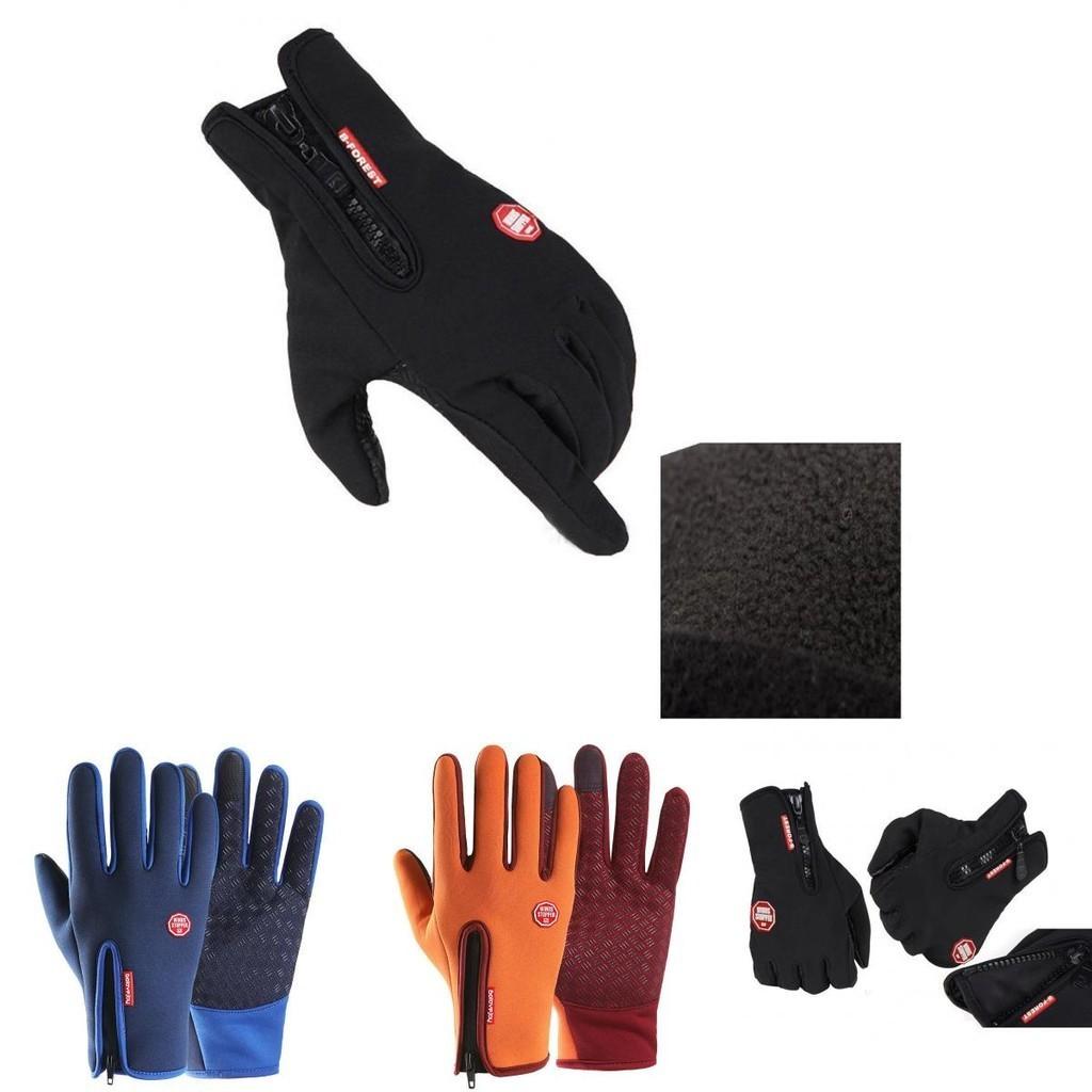 Versatile Black Waterproof And Windproof Touch Screen Gloves For Outdoor Sports
