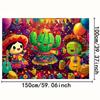 2D Mexican Fiesta Background, Dancing Cactus & Balloons Photo Booth Backdrop