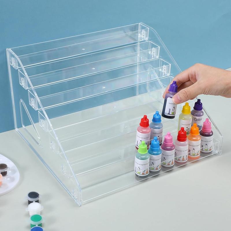 A96I-Clear Acrylic Paint Organizer (7 Tier),Paint Bottle Organizer,Acrylic Paint Storage Organizer,Craft Paint Organizer Rack