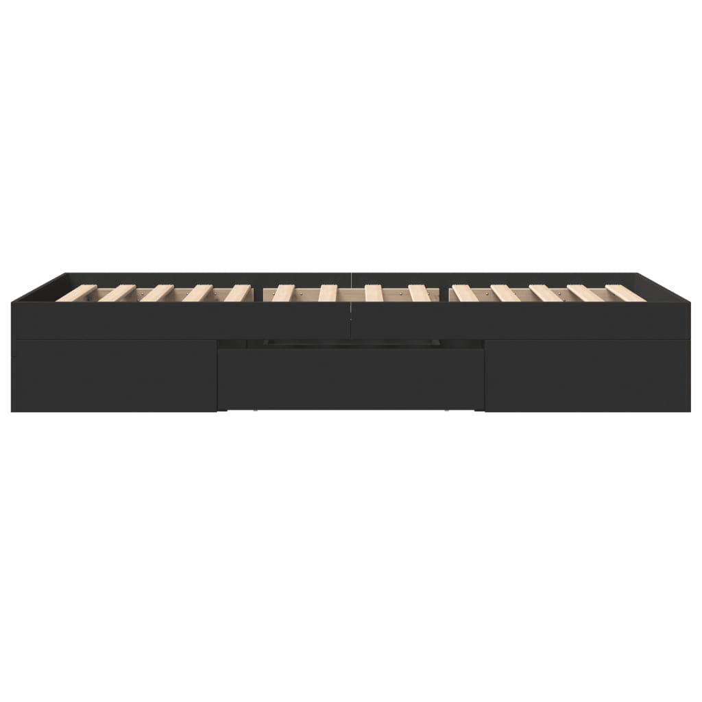Bed Frame Black 75x190 cm Particleboard