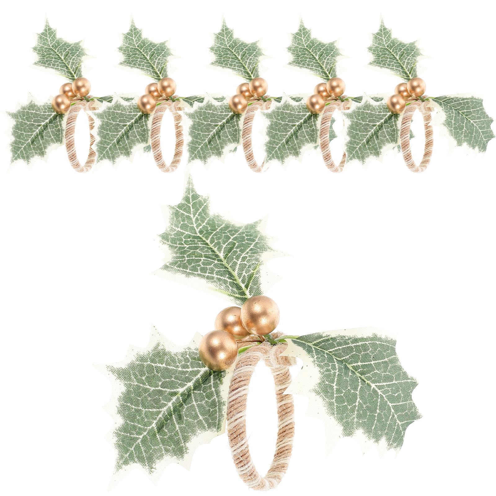 

6pcs Napkin Rings Christmas Table Decor Berry Leaf Design Serviette Clasps For Party Dining Home Xmas Decoration золотистый