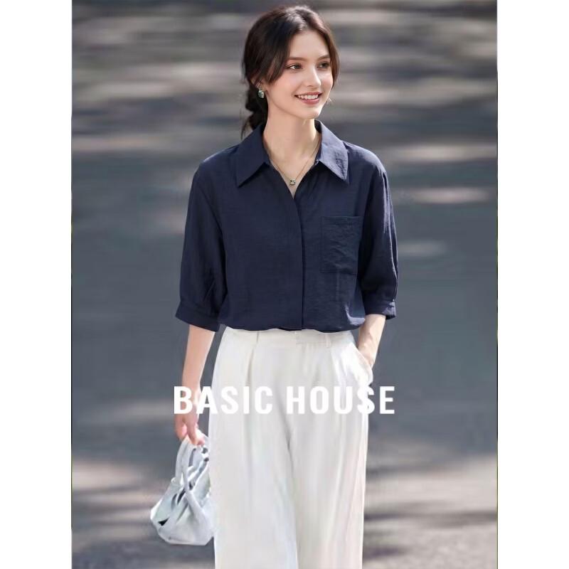Basic House Women s Lightweight Short Sleeve Blouse L