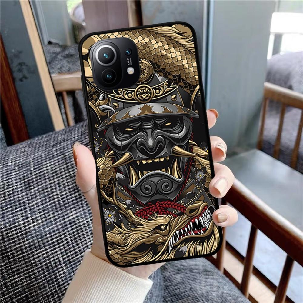 Samurai Oni Mask Phone Case For Xiaomi Mi 5X 8 9 10 11 12 Lite Pro 10T PocoX3pro PocoM3 Note 10 Pro Lite
