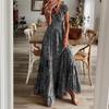 IHUASU Fashion Summer Spring Short Sleeve V-Neck Casual Dresses International Design