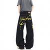 Vintage Washed Denim Jeans Men Women Loose Straight Leg High Street Style Casual Long Pants