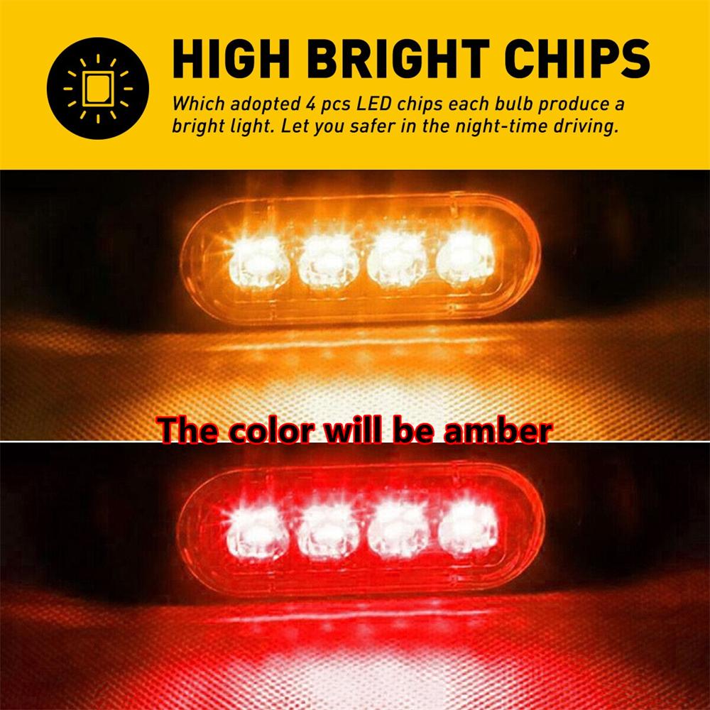 8PCS Amber LED Side Marker Clearance Lights Waterproof Trailer Truck RV