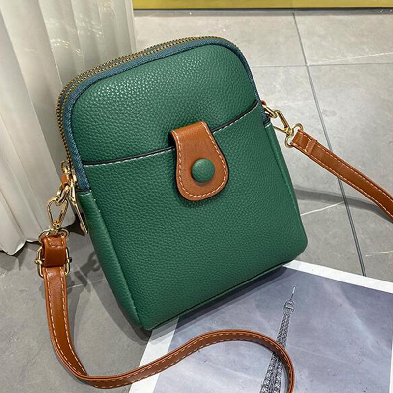 Handytasche für Damen, Umhängetasche aus PU-Leder, einfache mehrschichtige Messenger-Handtasche und Geldbörse, Einkaufstasche