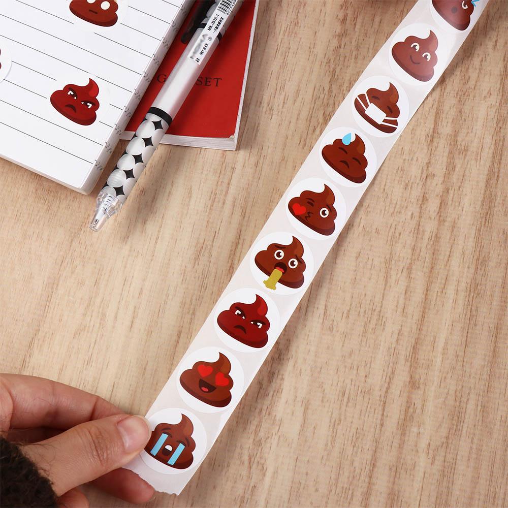 

500pcs Self-adhesive Stationery Sticker Seal Reward Sticker Creative Poop Emoticons Sticker Teacher