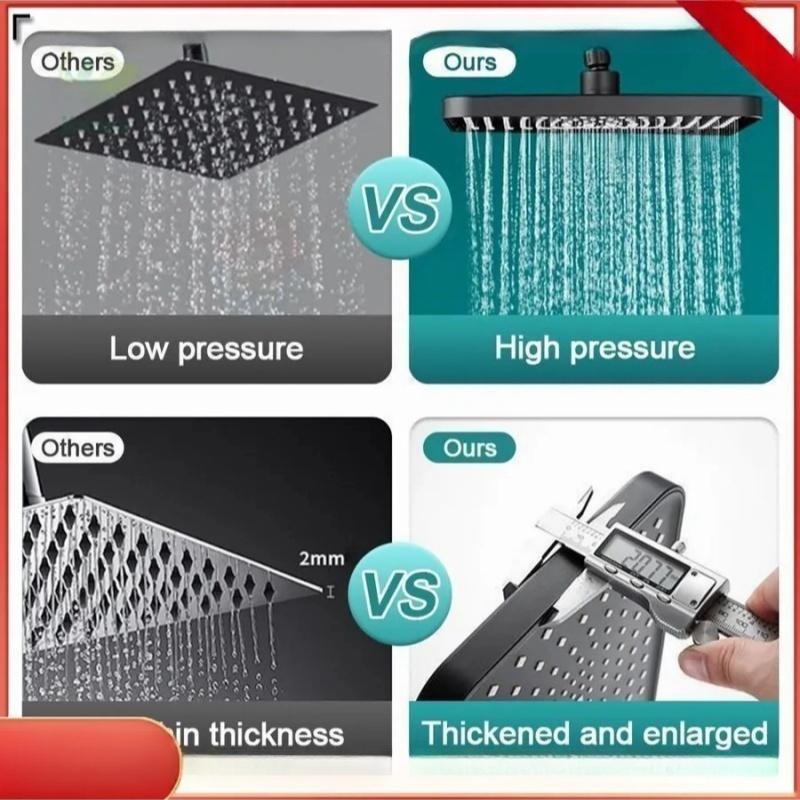 Rain Shower Head High-Pressure Stainless Steel Rainfall Showerhead Large Waterfall Bathroom Square Showerhead