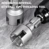 Integrated Internal & External Pipe Threading Tool, 1/2'' and 3/4'' Pipe Thread Cutting Tool, Electric Drill Compatible PVC Pipe Threader Kit for