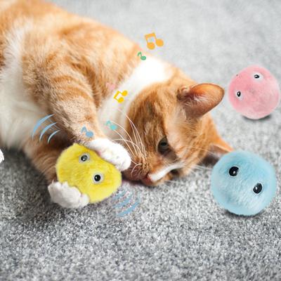 Interactive Ball Cat Toys Balls Squeaky Fluffy Plush Cat Toys Cat Interactive Toys Balls Lifelike Animal Calls Sound Toy Pet New