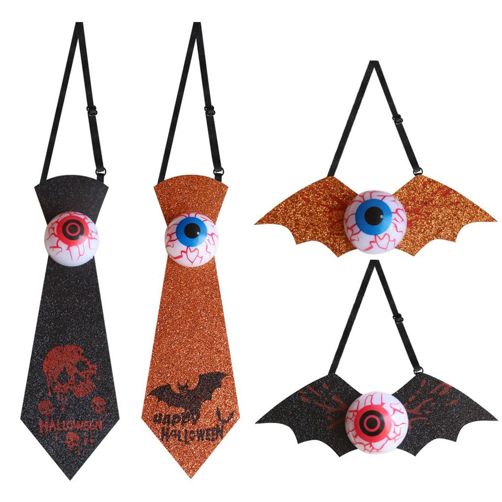 4 Halloween bat glowing black and holiday children's adjustable elastic band tie, suitable Halloween costume parties