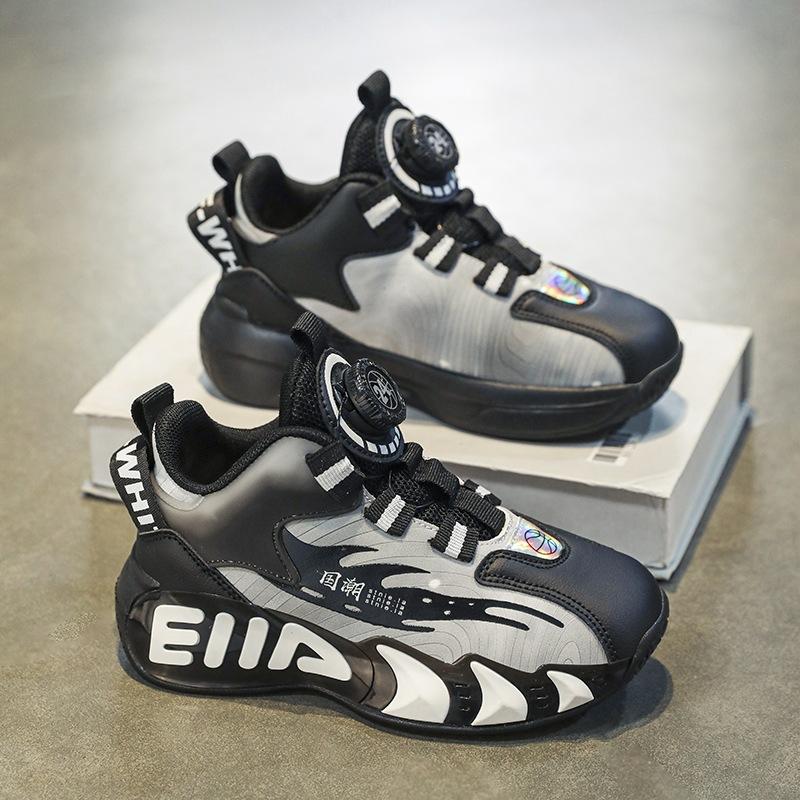 Boys Shoes Basketball Shoes 2025 Spring and Summer New Primary School Children Button Sports Shoes Girls Middle School Children Running Shoes