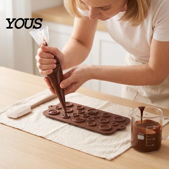 Kitchen Gadgets for Baking Silicone Button Chocolate Mold, Non-Stick Candy Making Tray with 3 Sizes, Easy Release Molds Heat Resistant