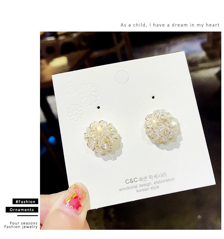 Cercei cu flori din argint coreean S925 la modă 2020 cu cristale - Accesoriu de modă versatil