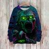 Women's Halloween Print Knit Sweater Long Sleeve Round Neck Casual Pullover