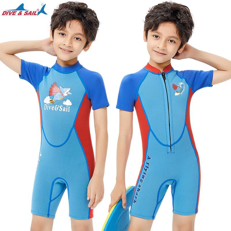 2.5MM Children's Diving Suit Men Middle Warm Swimsuit One-piece Short-sleeved Student Surfing Mother