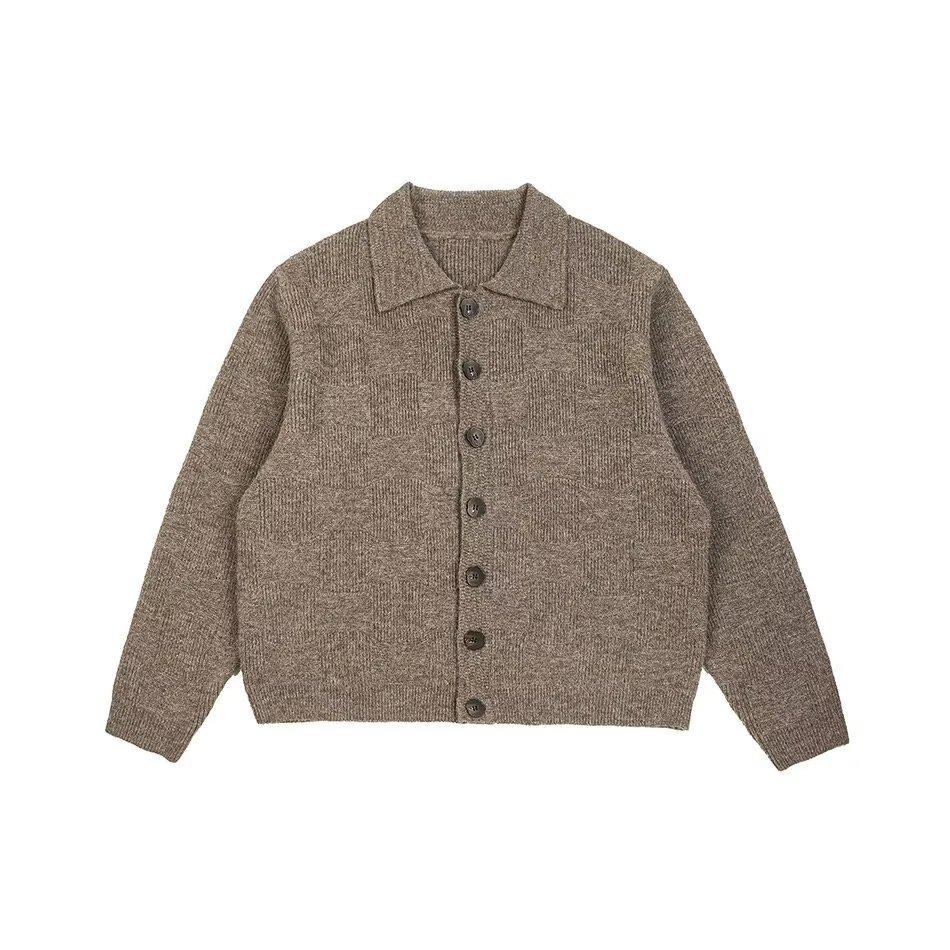 

Plus Size Korean Style Wool Cashmere Polo Cardigan Large