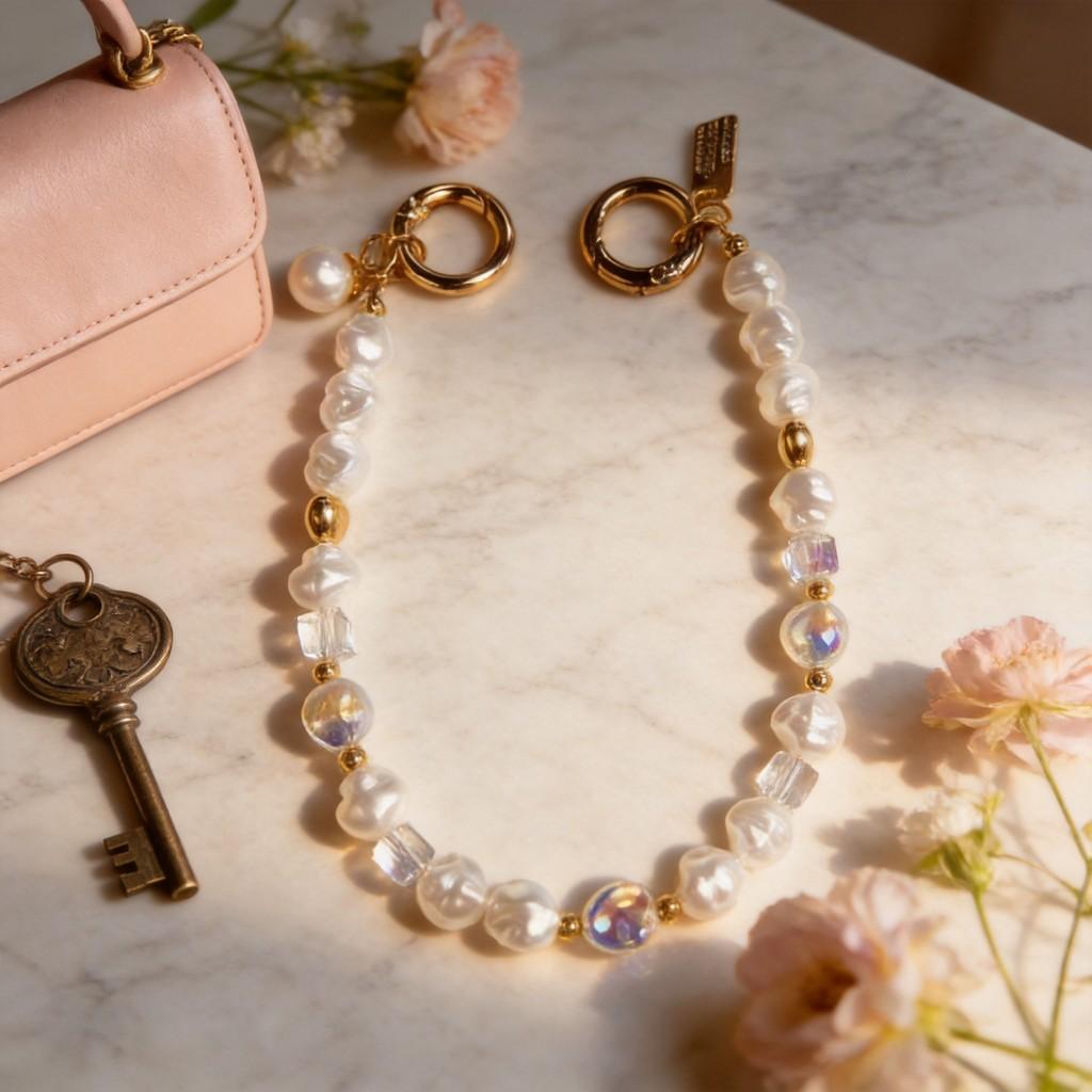 Pvc Phone Lanyard With Crystal Beads For Women And Men