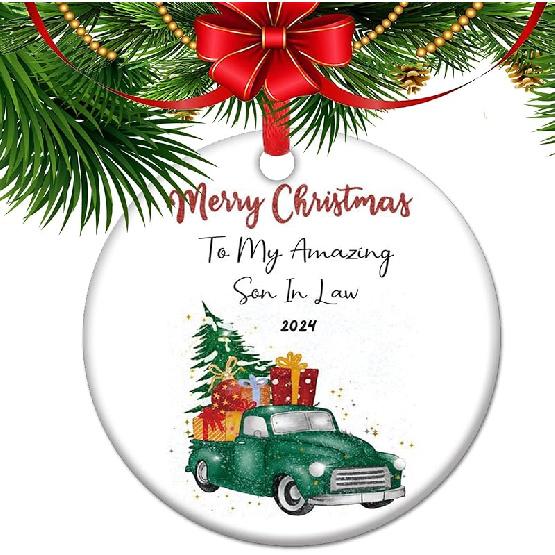 Son-in-Law Ceramic Ornament from Mother-in-Law, Christmas Ornament Keepsake Gift, Wedding Gift to The Groom