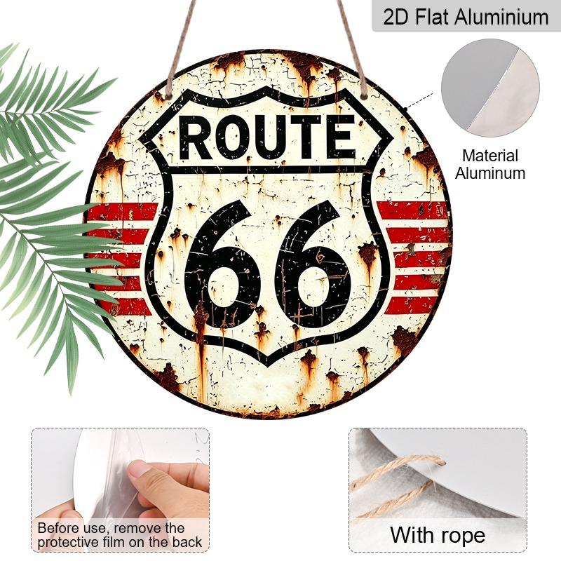 2D Flat, Retro-style High-end Aluminum Wall Decoration, Available in Various Sizes. Route 66 Shield-shaped Sign. Suitable for Indoor and Outdoor