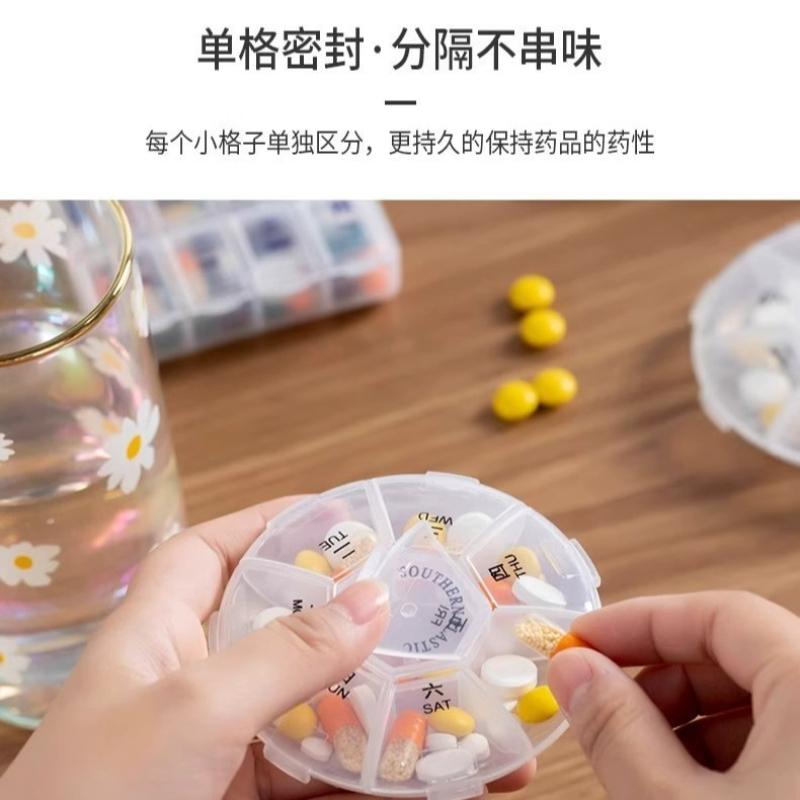 2Pcs/set Portable Sub-packing Pill Box 7 Days Tablet Small Mini Carry-on Travel Week Medicine Pill Storage Box