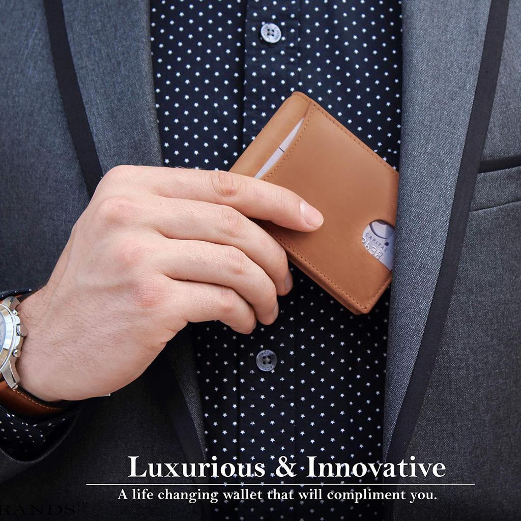 Hot-Selling Men's Slim Bi-Fold RFID Anti-Theft Wallet with Pull-Out Credit Card Holder